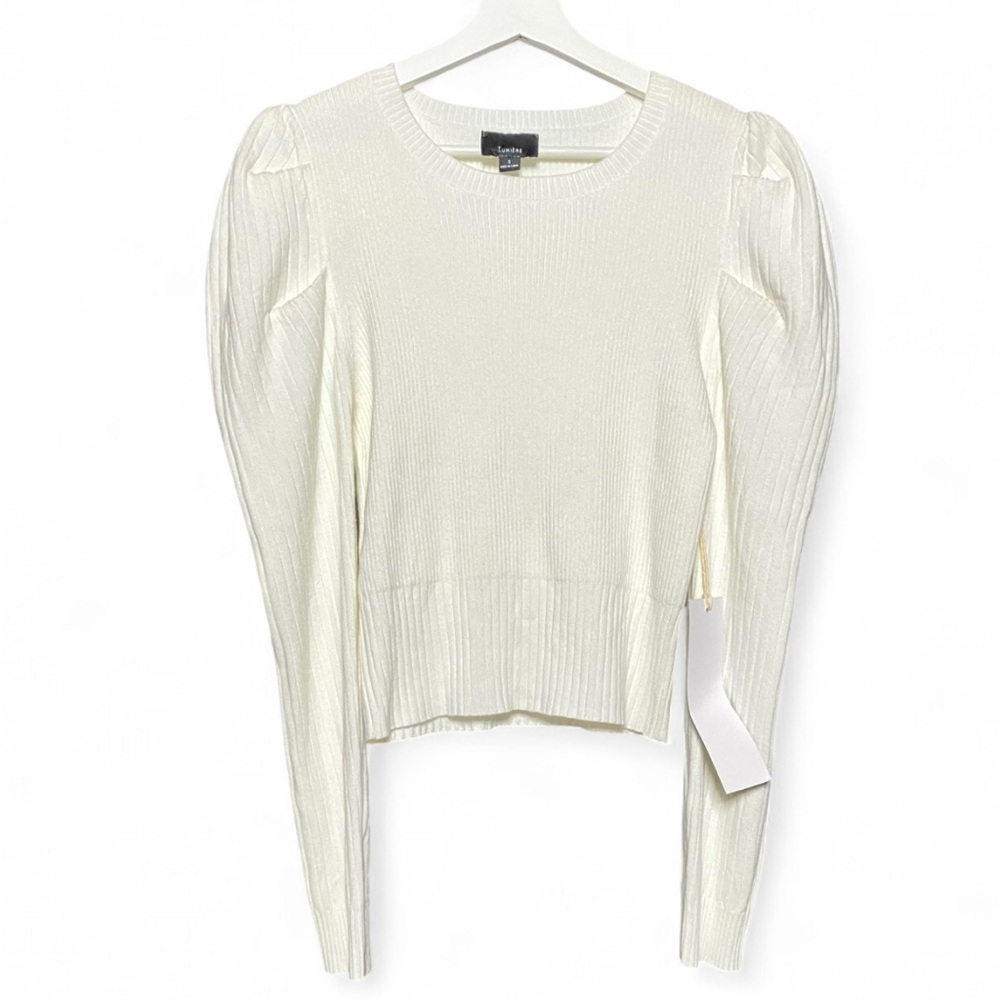 Lumiere Cloud Cream Puff-Sleeve Sweater • S